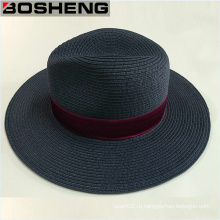 Летняя Trilby Fedora соломенная лента с широким шлейфом Sun Hat